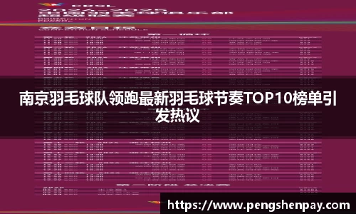 南京羽毛球队领跑最新羽毛球节奏TOP10榜单引发热议